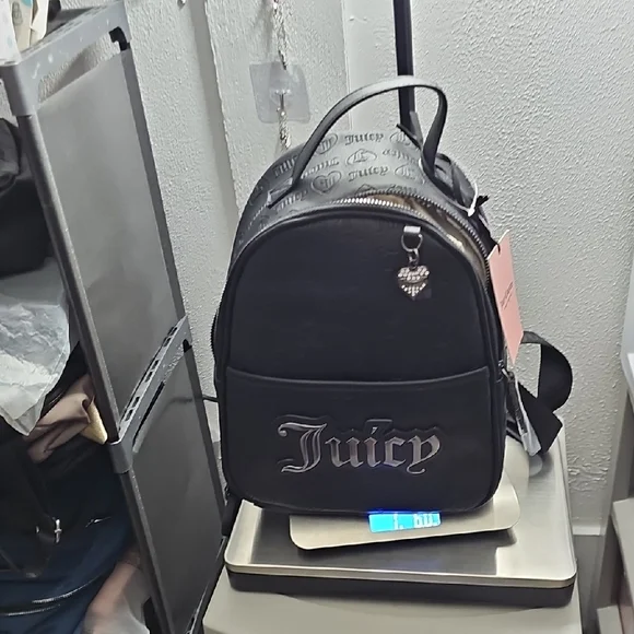 Juicy Couture Black Retro Vibe Backpack Cream Trim Heart Charm NWT‎ Juicy Couture Backpack Black Bags & Handbags for Women for  main image 3